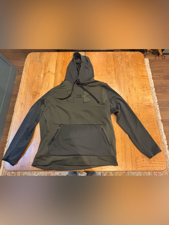 Under Armour Other - Under Armour Olive Green and Black Hooded Performance Pullover